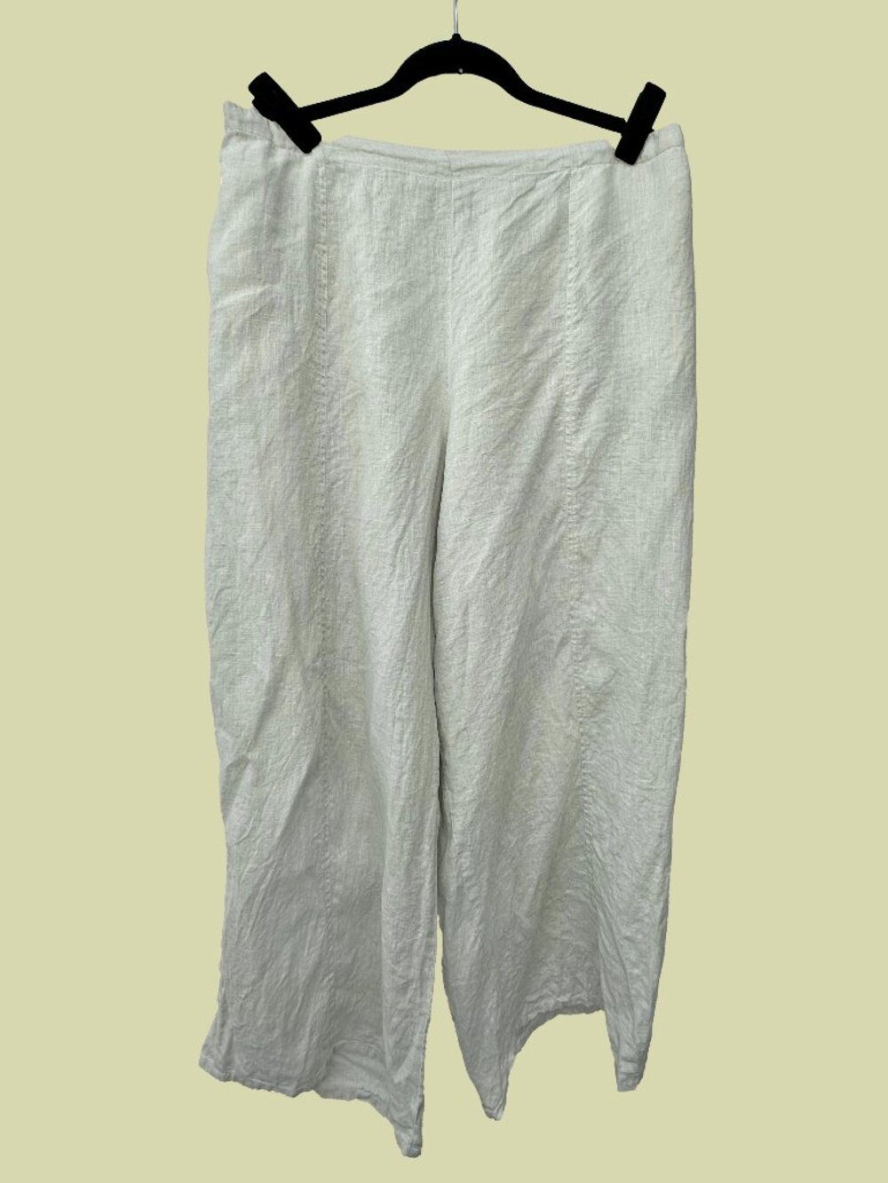 FLAX 100% Linen Wide Leg Pants Turquoise Lagenlook Pull On Plus Size 1G